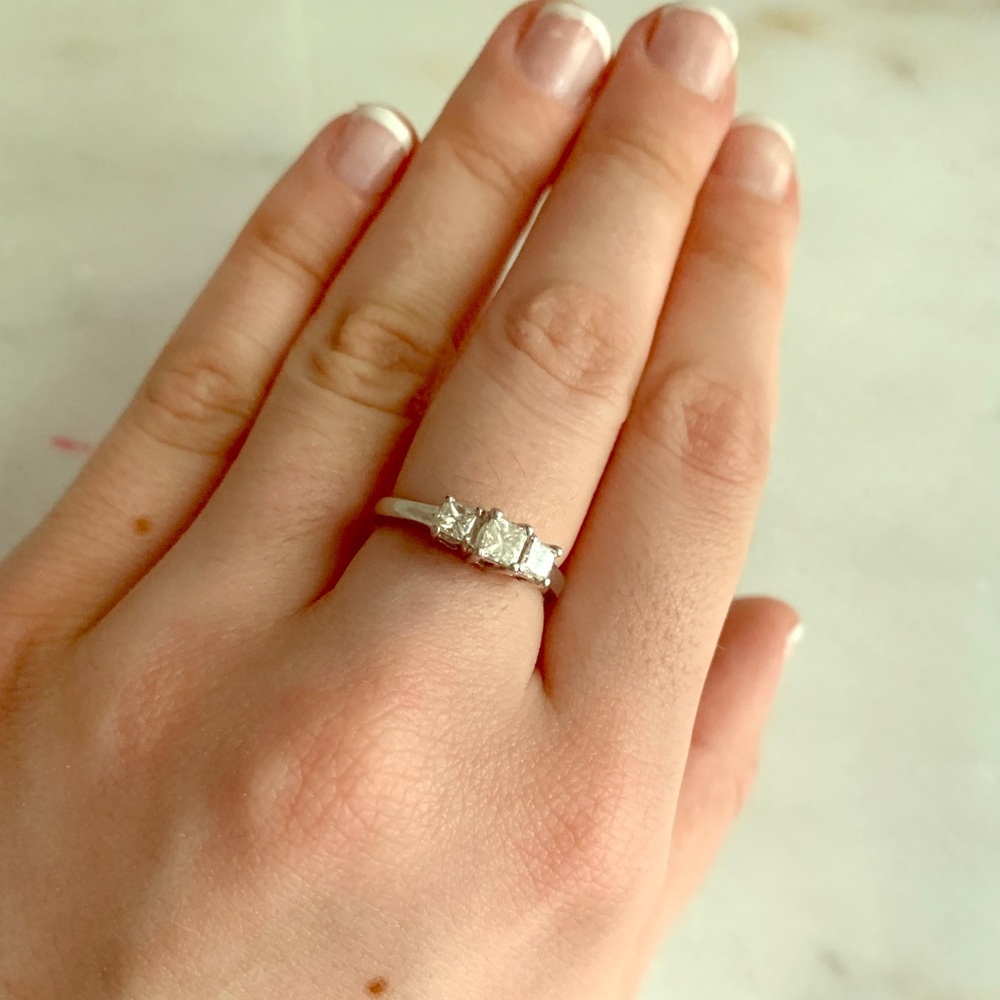 1 CTW Princess Cut Diamond Ring, 14K White Gold